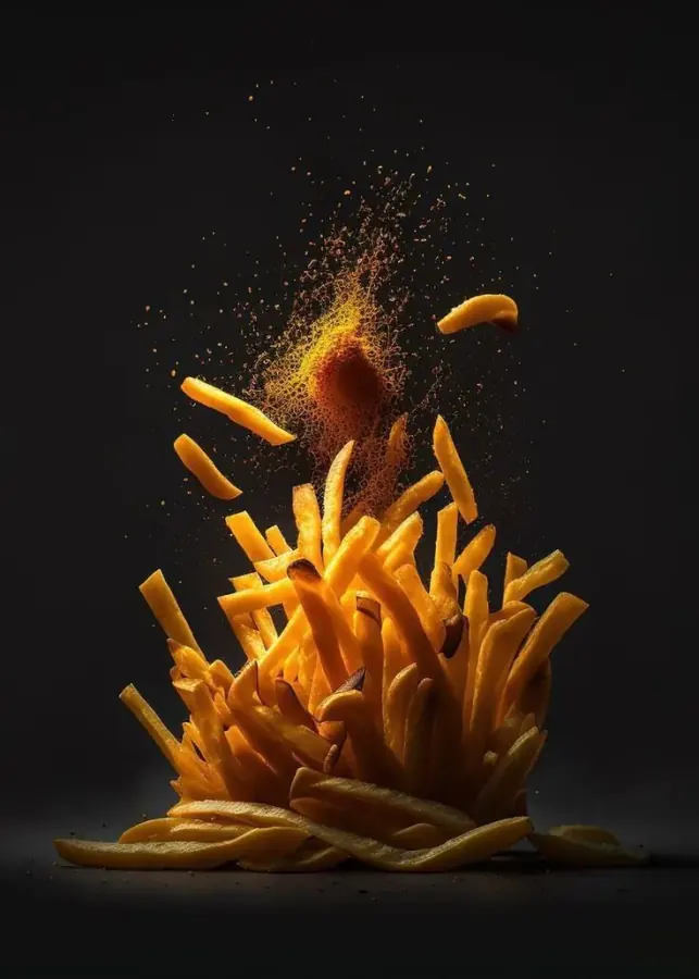 Golden fries bursting up in a cloud of spice at Twin's Golden Cafe, Arani